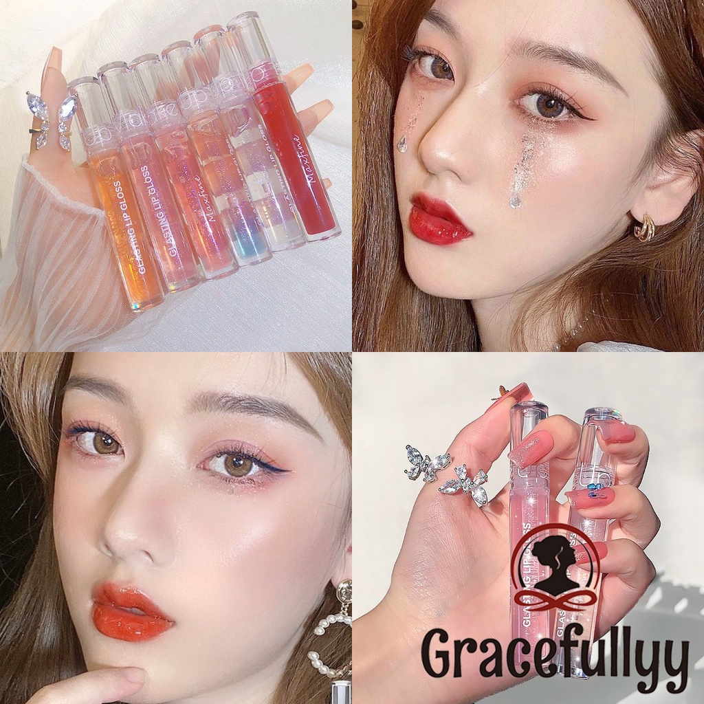 [COD]Lip Gloss Maxfine Transparant Glasting LipGloss 4 Warna Glossy Lip Gloss Lipstick Lip Plumper Korean LipGloss Korean Lip Gloss-GY