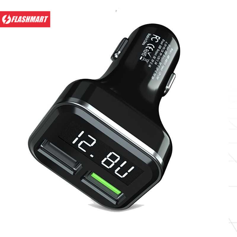 Flashmart Car Charger Smartphone 2 Port 3.1A QC3.0 LCD Display - KN315