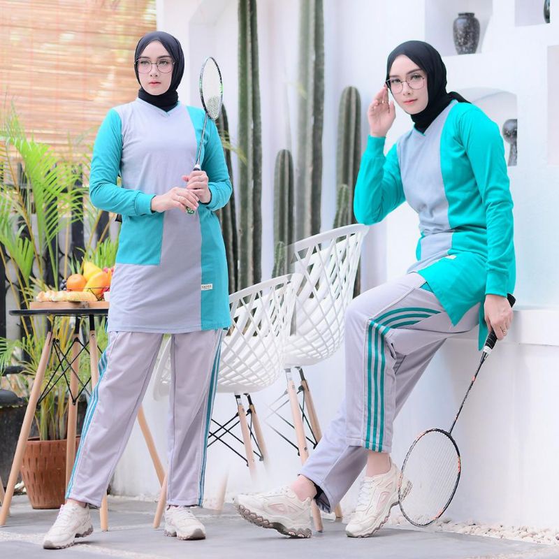 Baju olahraga muslim tunik/ setelan olahraga lengan panjang tunik/ seragam olahraga wanita muslimah 