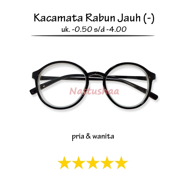 Terbaru Kacamata Lensa Minus Tersedia Ukuran -0.50 sampai -4.00 Untuk Wanita dan Pria Kacamata Rabun Jauh Bingkai Plastik Model Oval Warna Hitam FREECASE