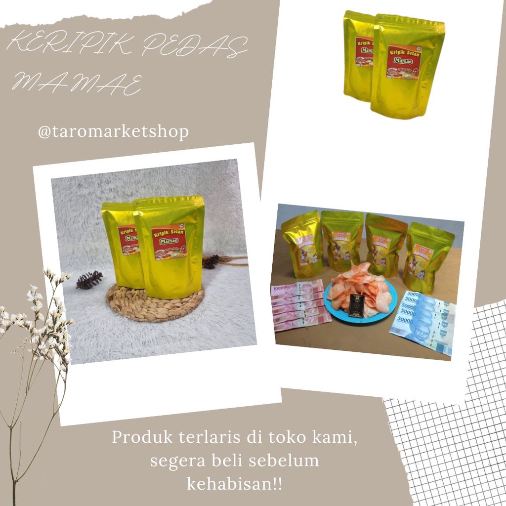 

[ SNACK BERHADIAH ] KERIPIK SETAN MAMAE / KERIPIK PEDAS / KERIPIK KETELA / KERIPIK SETAN MAMAE BERHADIAH UANG TUNAI DAN EMAS