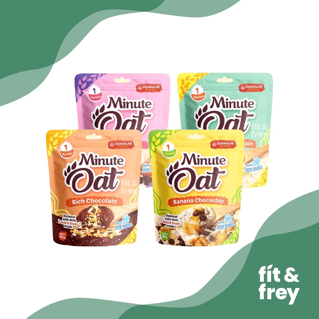 GRANOLAB Minute Oat 65g - Instant Oatmeal - Whole Grain - Kaya Serat - Sarapan Instan Sehat