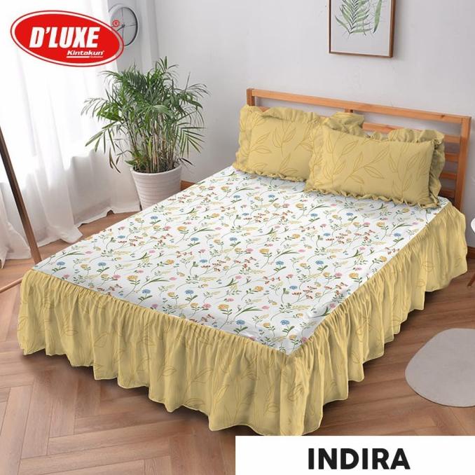 MURAH Sprei Rumbai KINTAKUN 160 180 Queen King Motif Daun Leaf Kuning INDIRA