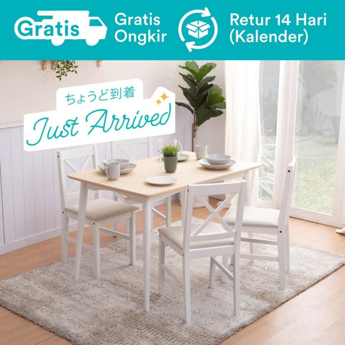 Best Seller Dekoruma Niwa Meja Makan Minimalis Putih Kayu 120 Cm | Dining Table