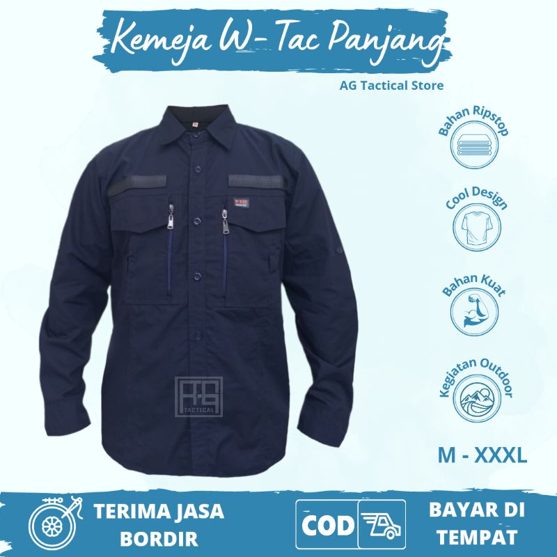 Kemeja Tactical W-TAC Tangan Panjang / Baju Kemeja Tactical Lapangan PDL / Hem Atasan Kemeja