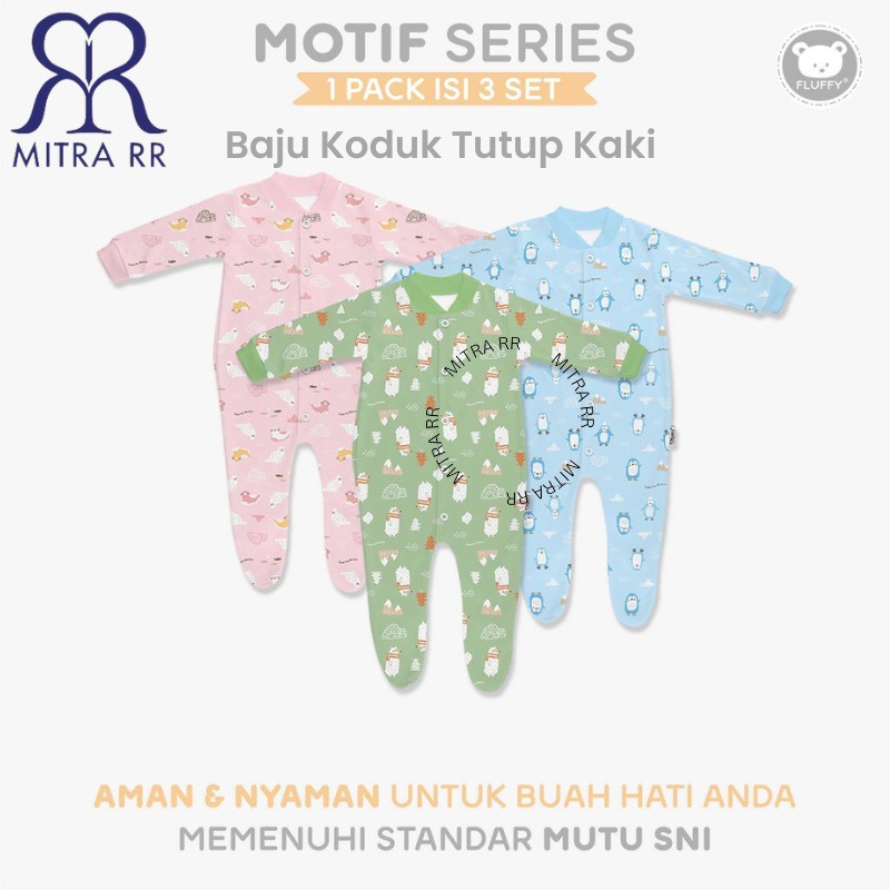 Fluffy Sleepsuit Bayi 0-12 bulan Baju Tidur Piyama Lengan Panjang Buka Kaki/ Tutup Kaki / Baju Kodok Bayi S M L