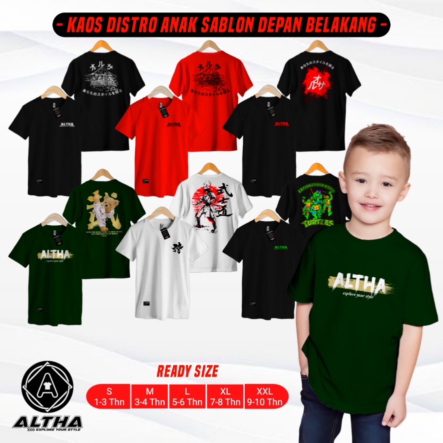 ( COD ) KAOS JEPANG SAMURAI ANAK LAKI-LAKI ALTHA 1-12 TAHUN || BAJU ANAK DISTRO SABLON DEPAN BELAKAN