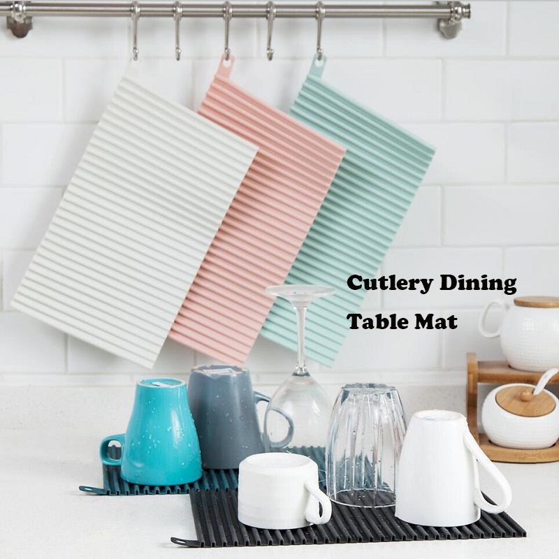 Cutlery Dining Table Mat Silikon 30x18cm Tatakan Meja Makan SIlikon Alas Meja Tatakan Piring Gelas Waterproof Anti Panas Anti Slip