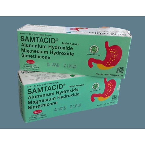 Samtacid Tablet Kunyah Box 100 Tablet - Obat Lambung / Asam Lambung / Maag (Box 100 Tablet)