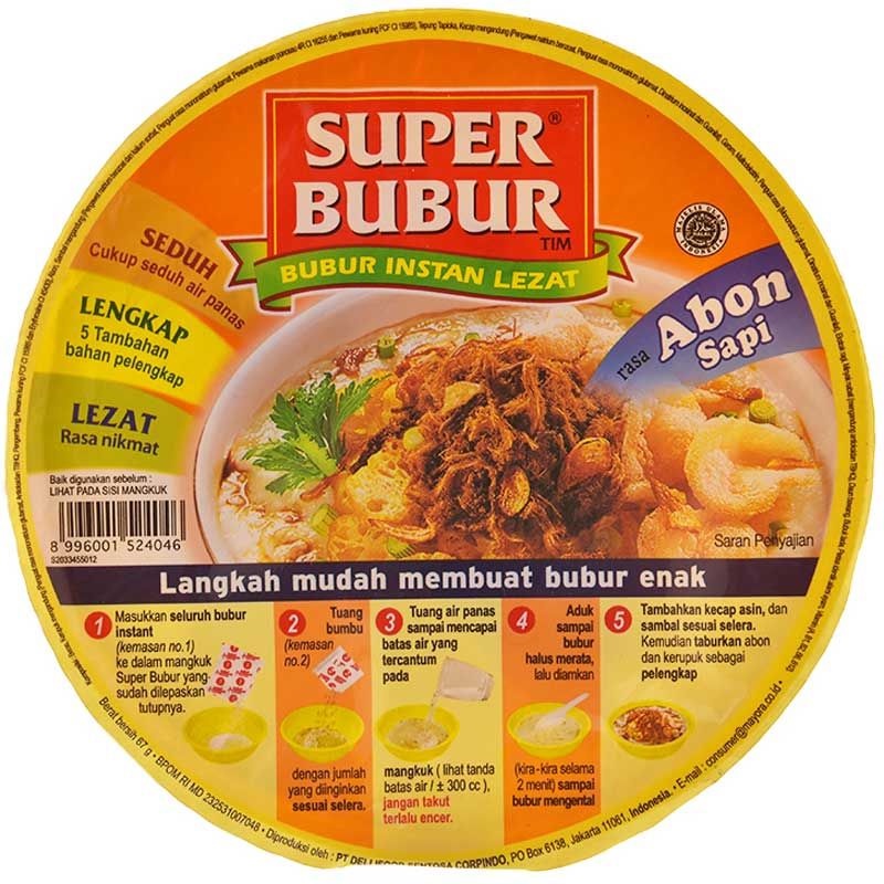 

Super Bubur Abon Sapi Cup 67G