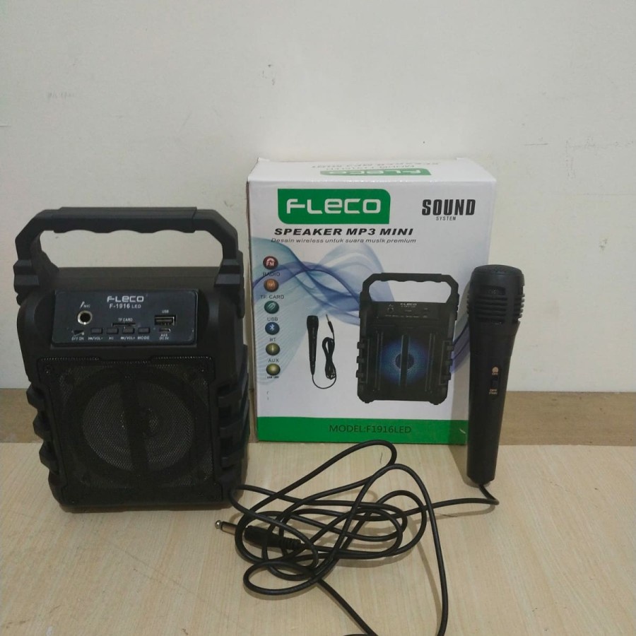 SPEAKER BLUETOOTH PORTABLE FLECO F-1916 LED BISA UNTUK KARAOKE