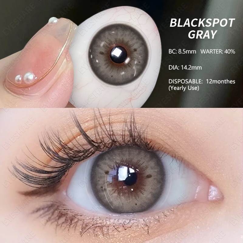 Menyinarimu【COD】2022 New Mata Besar Alami Gray Softlens Lensa wanita antik  Mata Penuh Gaya Dan Cantik Softlens Warna Sederhana Dan Canggih Lensa Kontak Soflen 14.2mm Minus0.00 Dubai Import Premium Brown Blue Seri Warna Mata Lensa