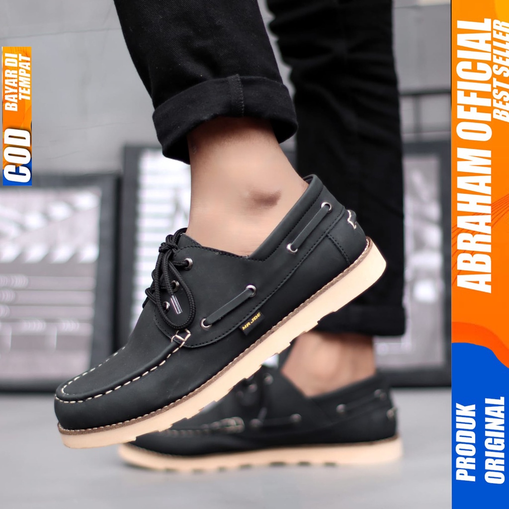 ABRHM x NERSON Sepatu Formal Pria Pantofel Kulit Pu Asli Kerja Santai Nongkrong Gaya Casual Original Sepatu Kerja Kantor Semi Formal Anti Slip Kuliah Kondangan Gaya keren Kekinian Murah Terlaris