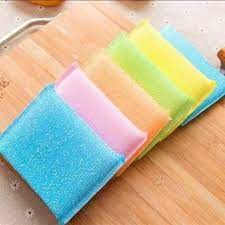 SPON BUSA CUCI PIRING PANCI SERBAGUNA SET 4 PCS WARNA CAMPUR SPONS CUCI PIRING SPONGE BUSA DAPUR