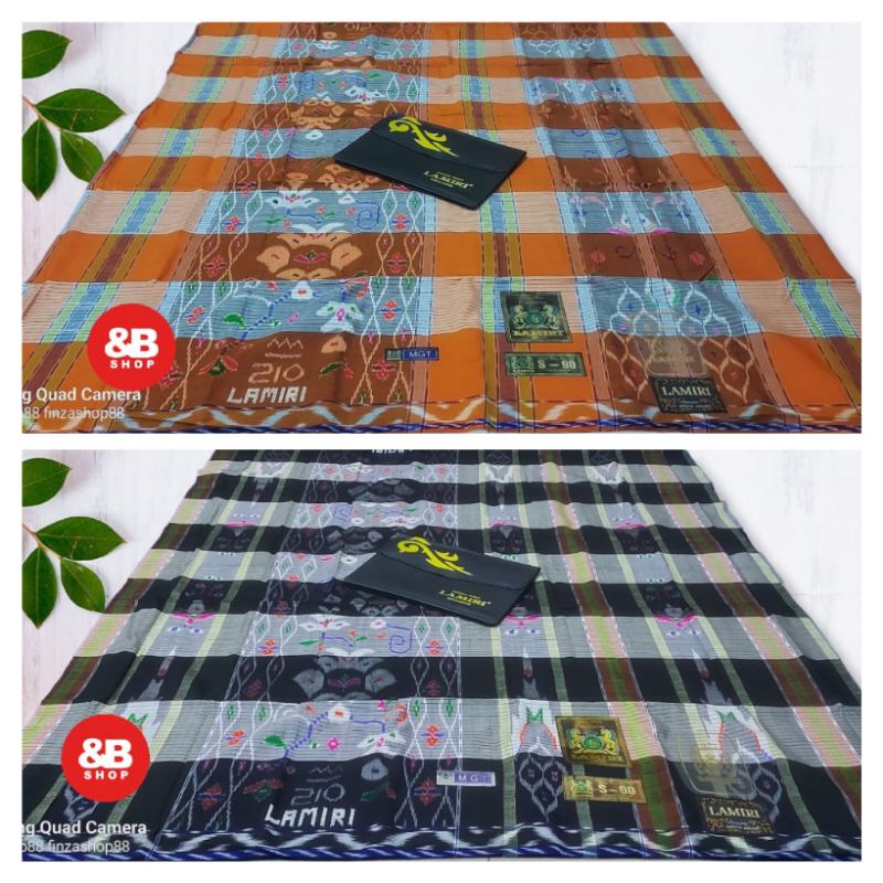 sarung lamiri full sutra kembang kotak liris hitam/oren