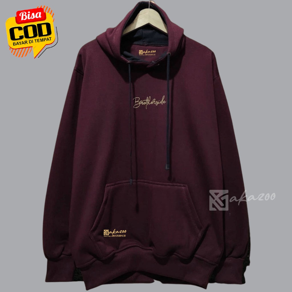 SWITER pria switer cowok warna marun burgandy brodherside tulisan goll  unisex m l xl xxl premium hoodie pria distro original brand tebal sweater oversize polos original pria wanita hooodie polos tebal ori akazoo ofisial