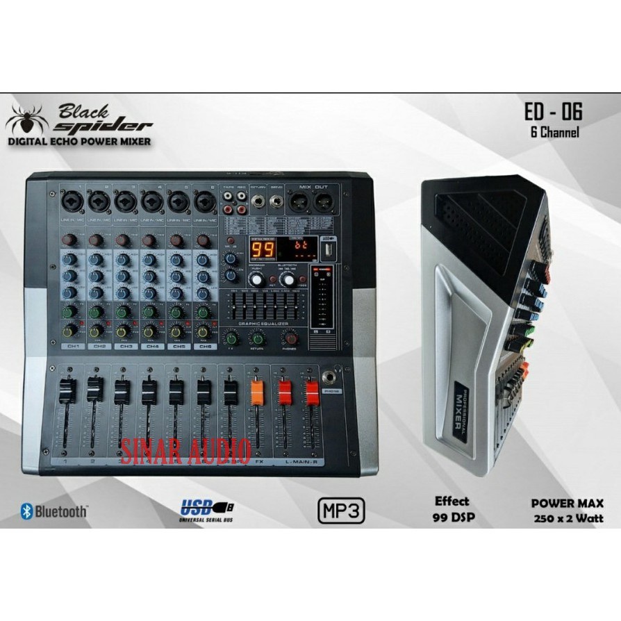 Mixer Blackspider PMX ED 6 6channel Power ED6 Original