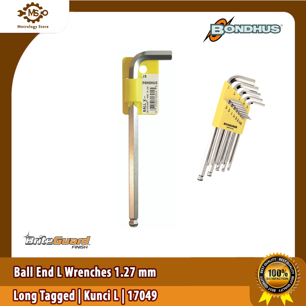 Bondhus Ball End L Wrenches BriteGuard 1.27 mm Long 17049 / Kunci L