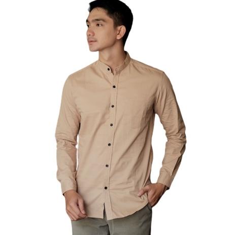 ✿ Baju Kemeja Pria Kasual Polos Hitam Putih Lengan Panjang /hem baju pria/ kemeja cowok / kemeja hit