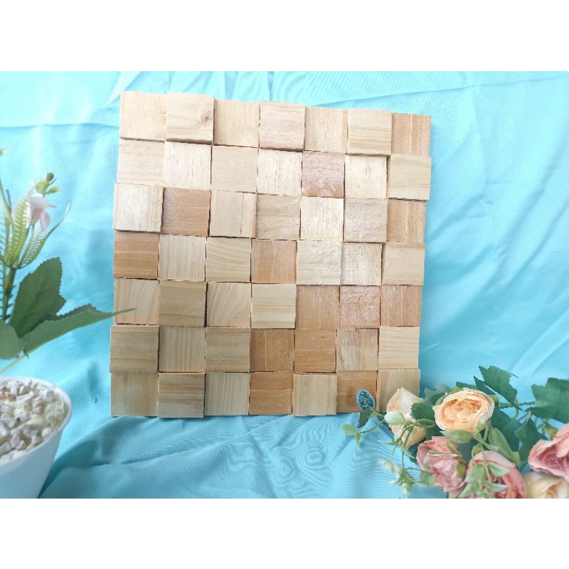 Panel Kayu BESAR 30x30, Walpaper Dinding Asli Kayu, Dinding Kayu,