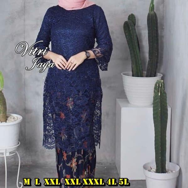 ➧ ￼PROMO atasan KEBAYA TUNIK BRUKAT MERAH/BIRU BCA/NAVY/LAVENDER N GOLD/kebaya brokat/navy ۞