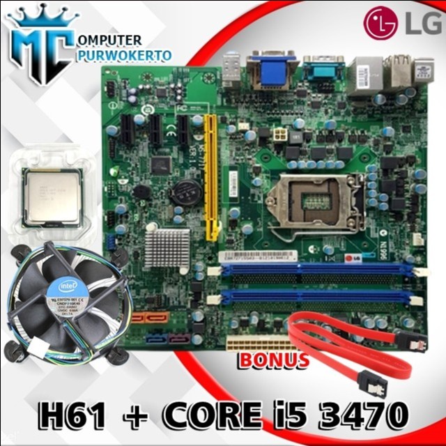 Paket Mainboard Motherboard H61 Intel LGA 1155 + Core I5 3470 + fan