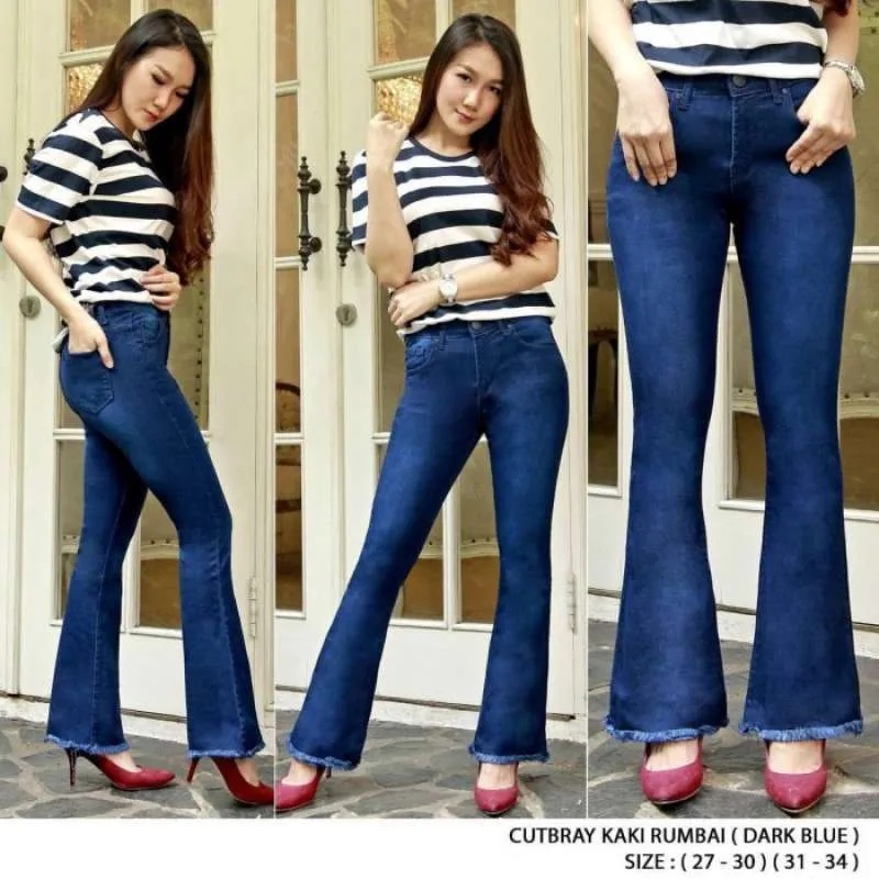 Celana Jeans Cutbray Rawis Bawah Wanita/Jeans Kekinian Wanita/Celana Jeans Wanita Terbaru Ori/Celana Jeans Premium