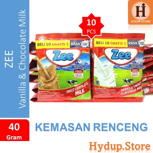 

Zee Susu Bubuk Vanilla Cokelat Renceng isi 10 Kemasan 40 Gram