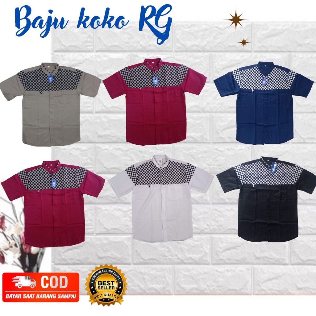 Baju Koko Kurta Pria Dewasa Model Terbaru Ukuran M L XL XXL Matt Cotton Toyobo Kombinasi Motif Kotak Catur Original Fashion Muslim Pria