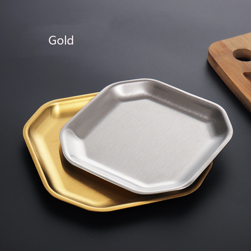 Mi.more Gold Piring Stainess Steel Segi 8 / Piring Dekorasi Gold 10.5cm/12cm/13.5cm/15cm / Piring Dessert