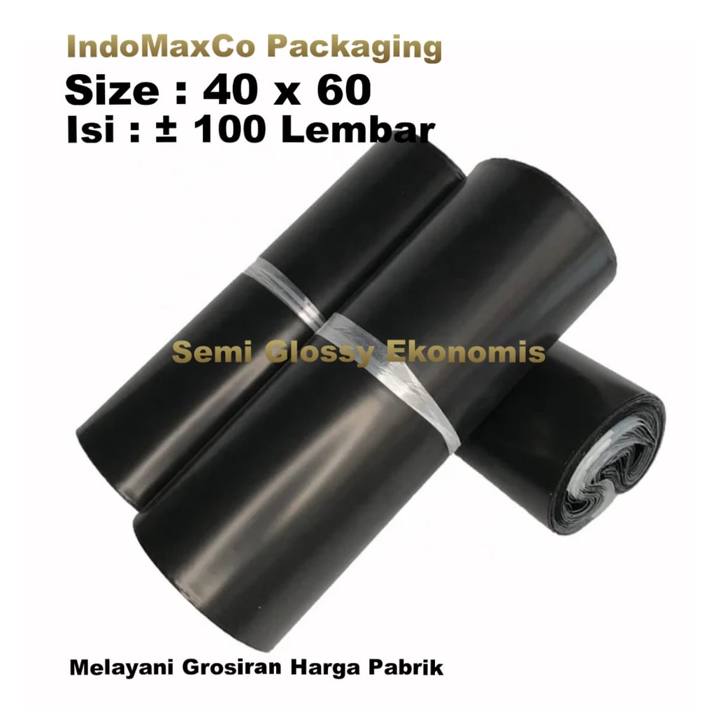 Polymailer Kantong Plastik Packing Semi Glossy Ekonomis Hitam 40 x 60 Cm / Plastik Packing Baju, Acc