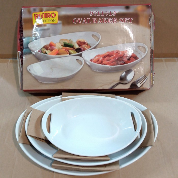 Terlaris Warm Bistro Oval Baker Set / Tempat Lauk Prasmanan Oval 3 Pcs Bo-911133