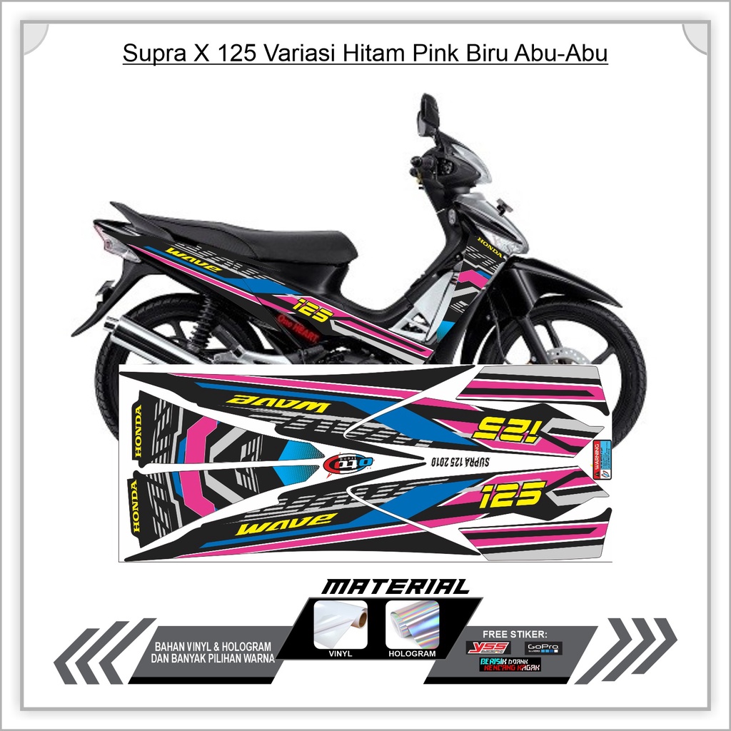STIKER STRIPING VARIASI SUPRA X 125 BAHAN PUTIH/HOLOGRAM VINYL|LIS SEPEDA MOTOR SUPRA X|STIKER MOTOR
