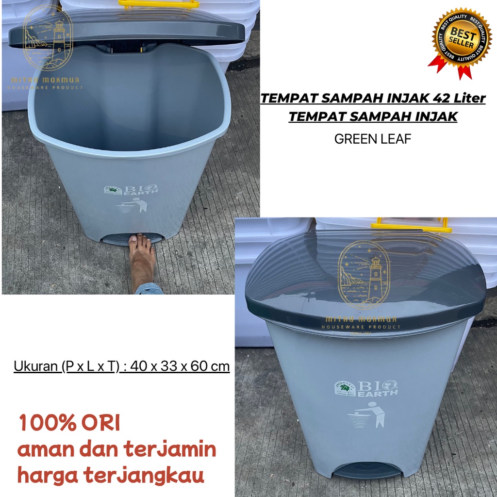 NEW!! TEMPAT SAMPAH INJAK 42 LITER GREEN LEAF 2142 / TEMPAT SAMPAH PLASTIK / DUSTBIN