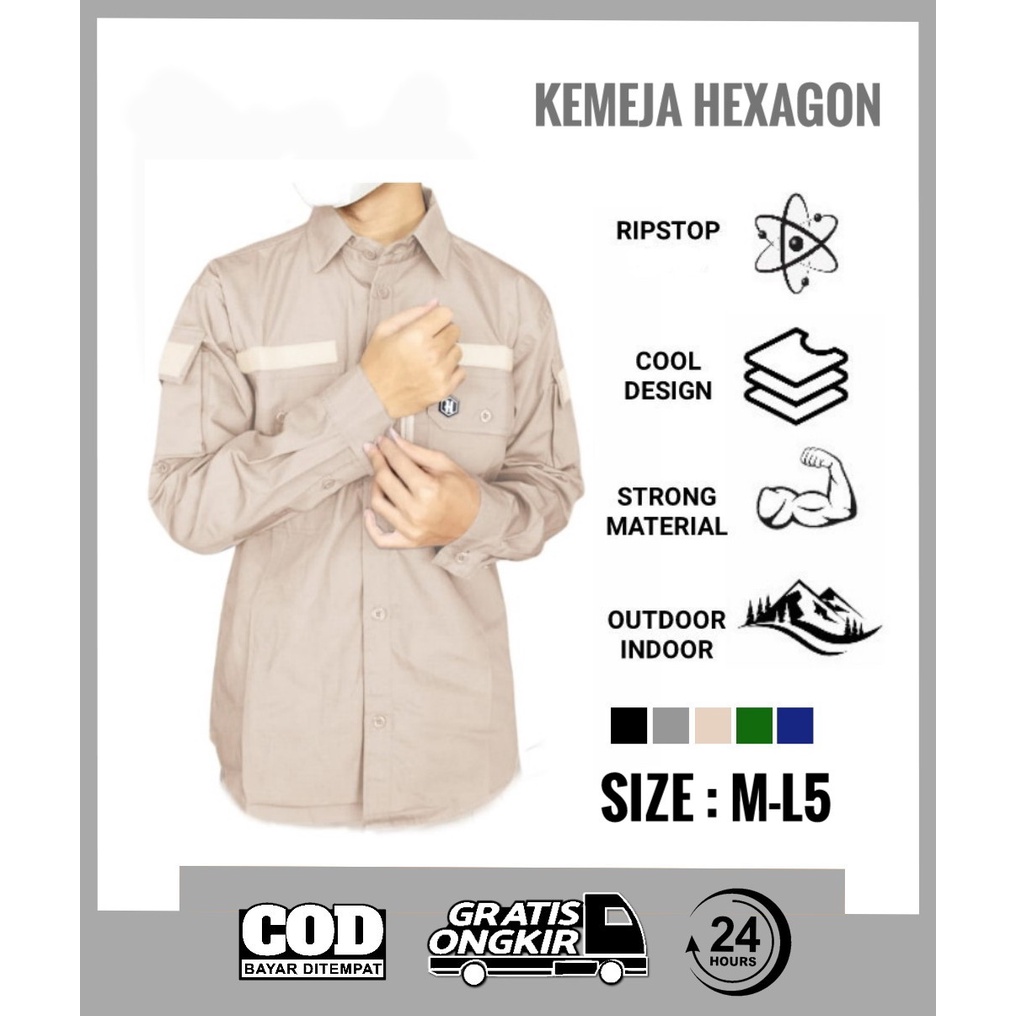 KEMEJA TACTICAL HEXAGON PANJANG / KEMEJA TACTICAL OUTDOOR PREMIUM