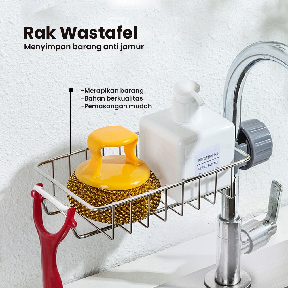 W3R Rak Gantungan Barang Keran Air Untuk Peralatan Dapur dan Sabun tempat Rak kran wastafel spons sp