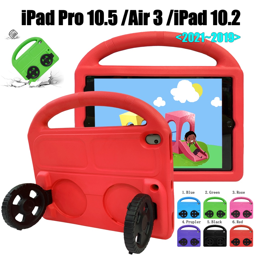 Untuk iPad 10.2 2021 2020 2019 iPad 9th 8th 7th Generasi iPad Pro 10.5 Air 3fashion Tablet Perlindungan Anak-Anak Portable Roda Stand Case Bahan EVA Penebalan Shockproof Cover