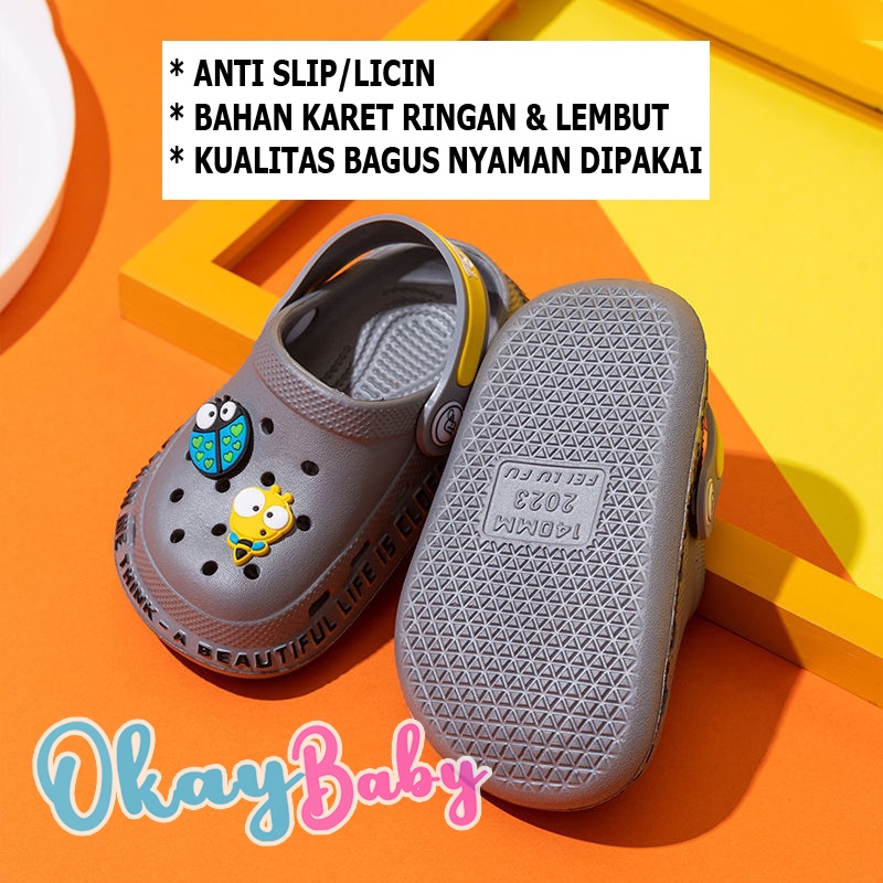 PROMO 12.12 PUNCAK Okaybaby B194 Sandal Slop Anak Laki-laki Perempuan Import Ringan Lembut Termurah Kekinian Sendal Casual