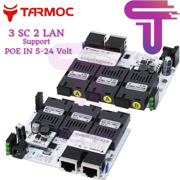 Tarmoc TMC-3SC2E-2AB-P-PCBA | Media Converter 3FO 2LAN / 3 FO 2 LAN (AAB) 100M BOARD POE-in