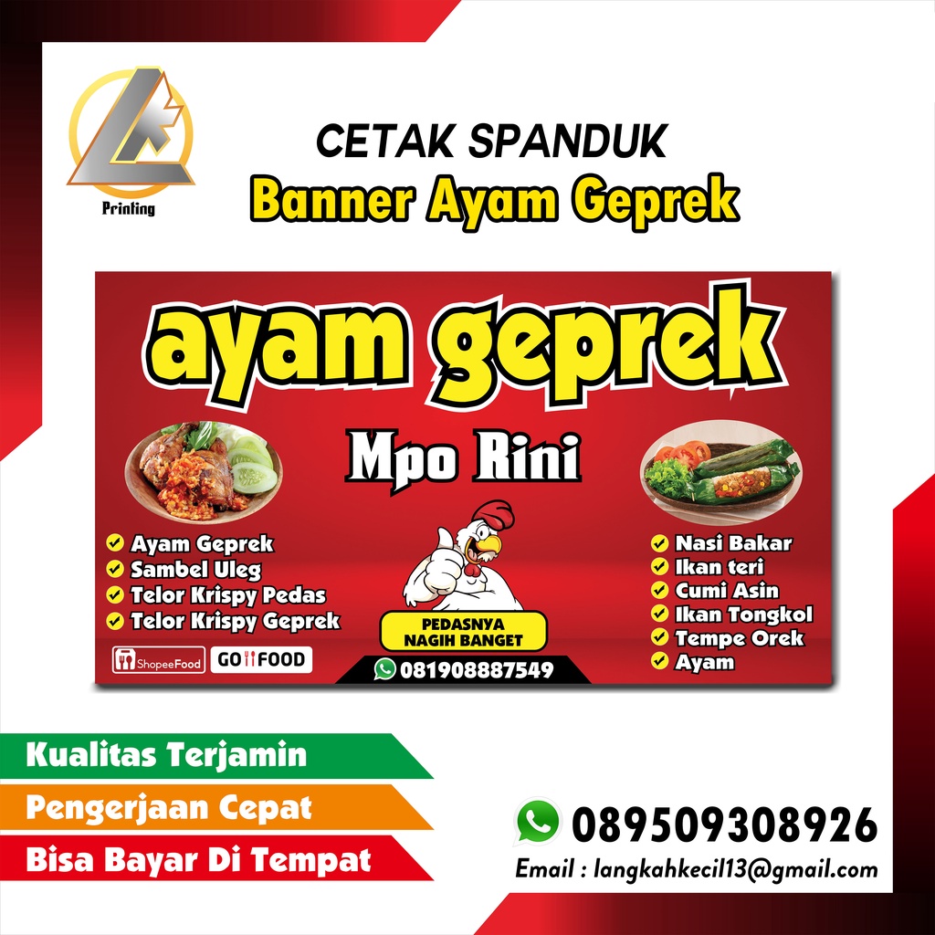 Cetak Spanduk Banner Ayam Geprek / Ayam Bakar / Ayam Goreng