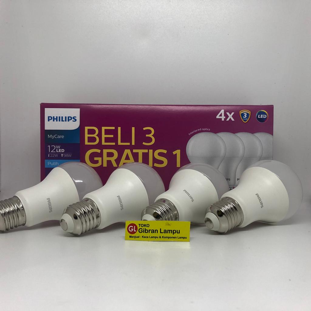 Paket Lampu LED Philips MyCare Paket 6w 8w 10w 12w Promo Beli 3 Gratis 1 - LED A Bulb Bohlam Philips