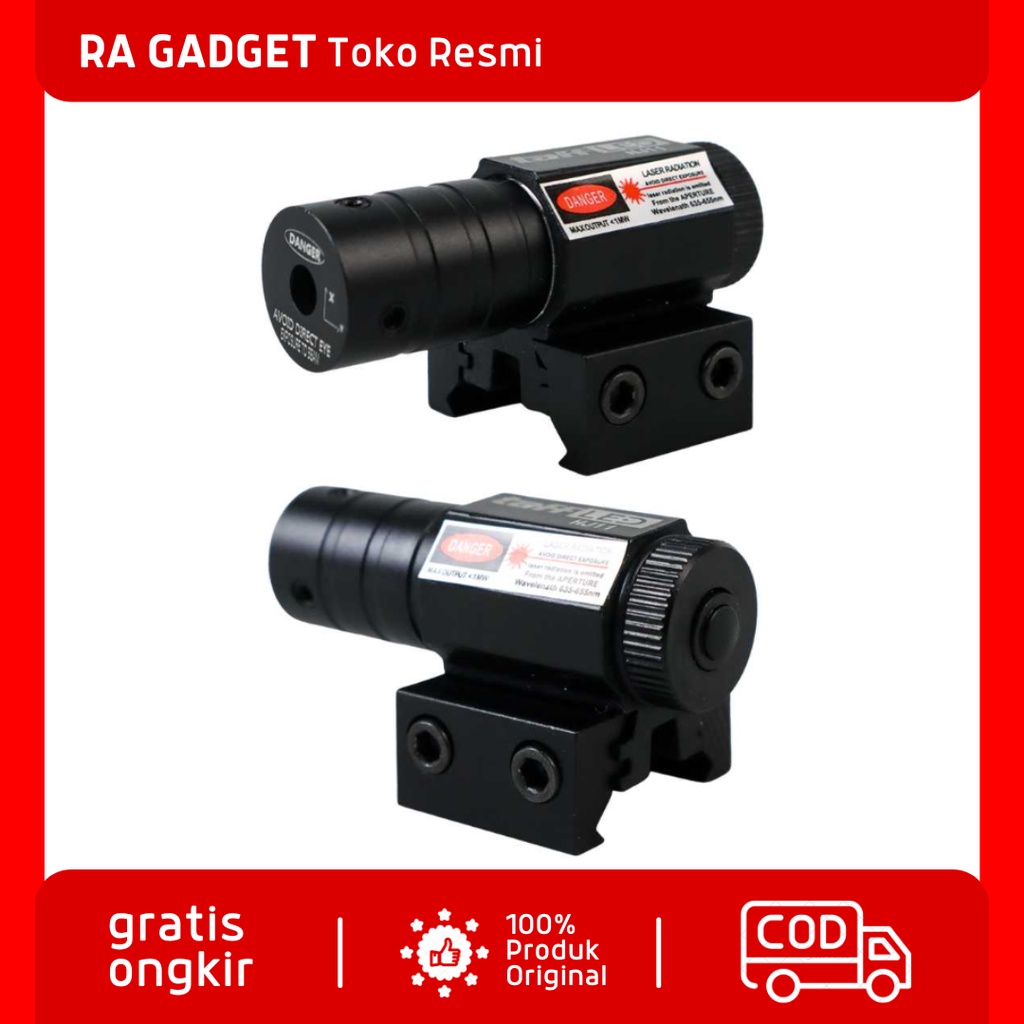 Tactical Red Dot Laser Gun Picatinny Mount Airsoft Rifle HL / Laser Jarak Jauh Leser Nyala Warna Tit