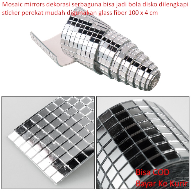 Mosaic mirrors dekorasi serbaguna bisa jadi bola disko dilengkapi sticker perekat mudah digunakan gl