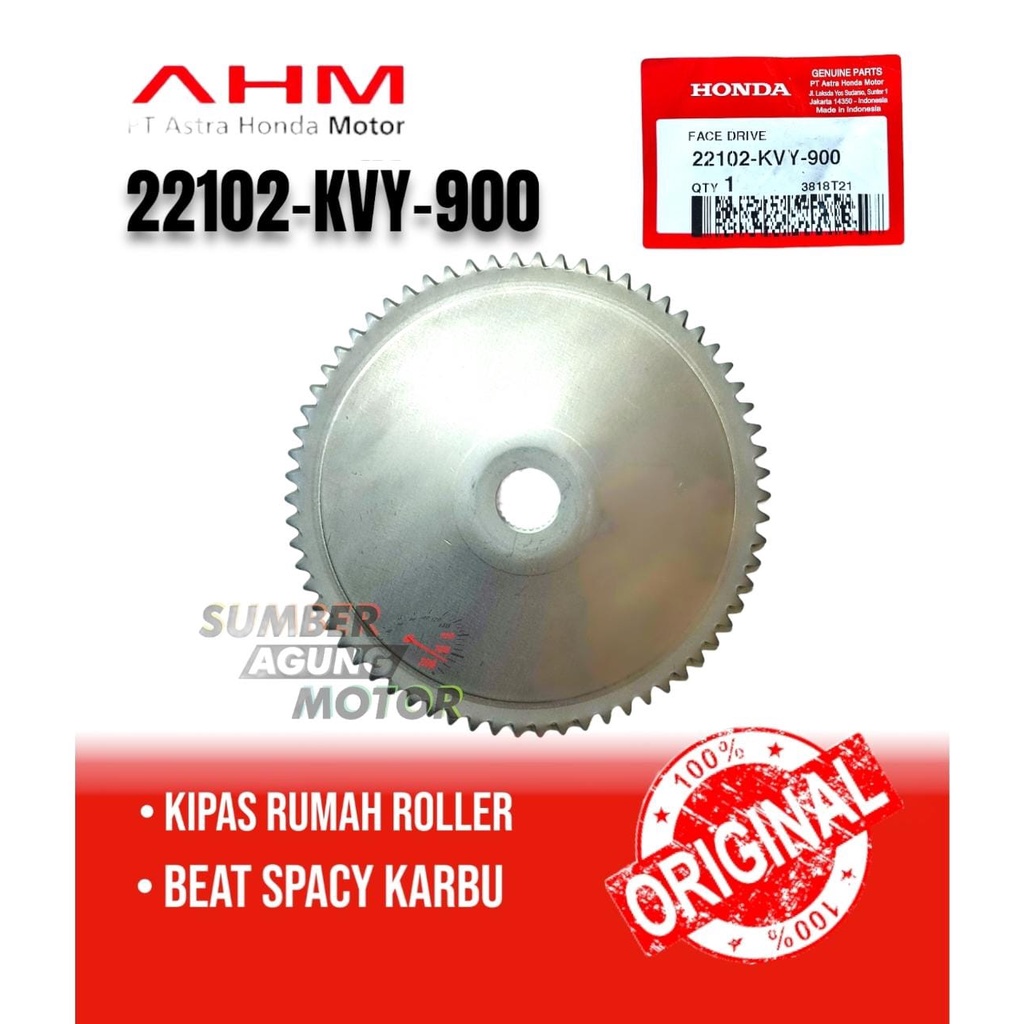 FACE DRIVE GIGI STATER BEAT SPACY KARBU KIPAS RUMAH ROLLER FACE DRIVE PULLEY PULLY DEPAN BEAT KARBU 