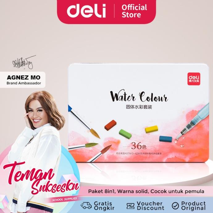 

Deli Solid Watercolor Set Cat Air Padat isi 24/36 warna 73876/73877
