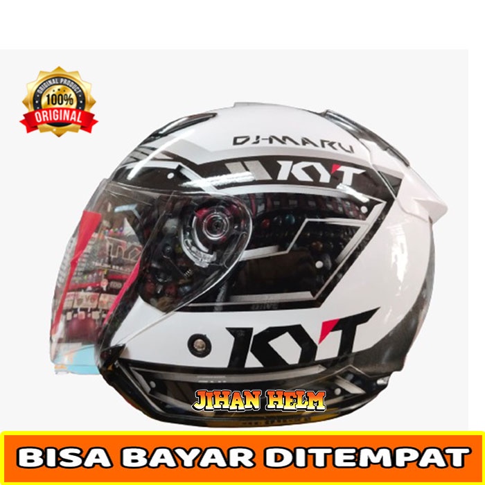 HELM / HELM KYT / HELM KYT DJ MARU MOTIF 9 WHITE GUNMETAL ORIGINAL TERBARU