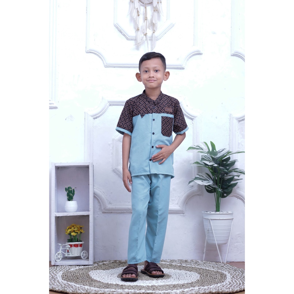 Baju Koko Setelan Anak Laki-laki umur 5-10 tahun - Bahan Katun Tebal Halus