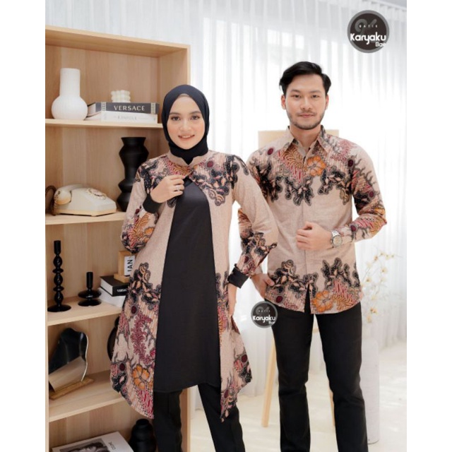 Tunik Batik Couple Modern  S M L XL XXL Set Pakaian Couple Batik Atasan Batik Tunik Prilly