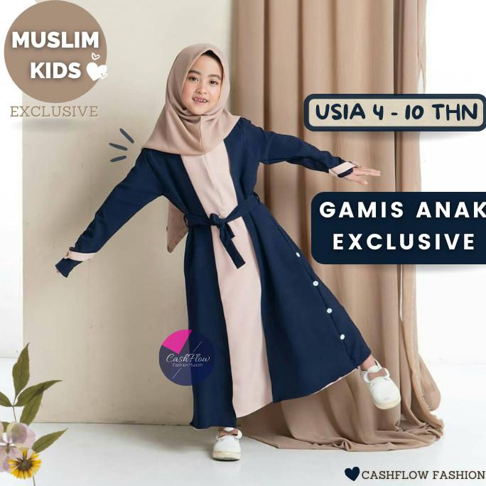 Baju Gamis Anak Perempuan Terbaru Lebaran Usia Umur 5 6 7 8 9 10 Tahun
