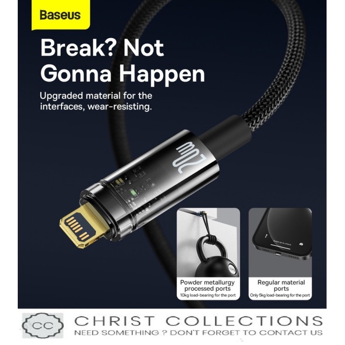 BASEUS KABEL DATA IPHONE 13 FAST CHARGE TYPE C TO IPHONE AUTO OFF 20W